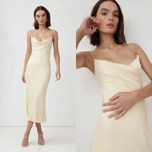 NWT Lexi satin midi dress in limoncello